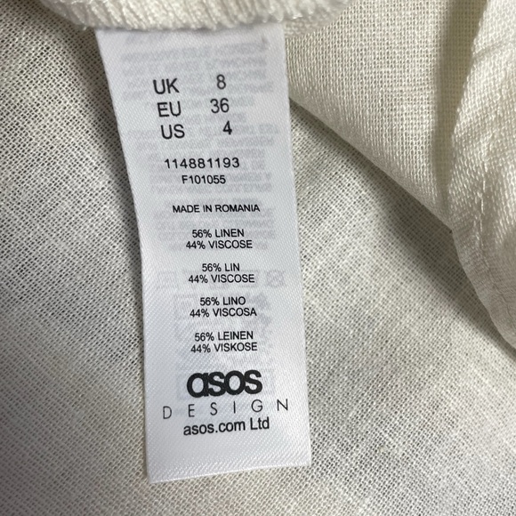 ASOS NWT white corset linen mini dress puff sleeve cottagecore castlecore 4 - Picture 7 of 10